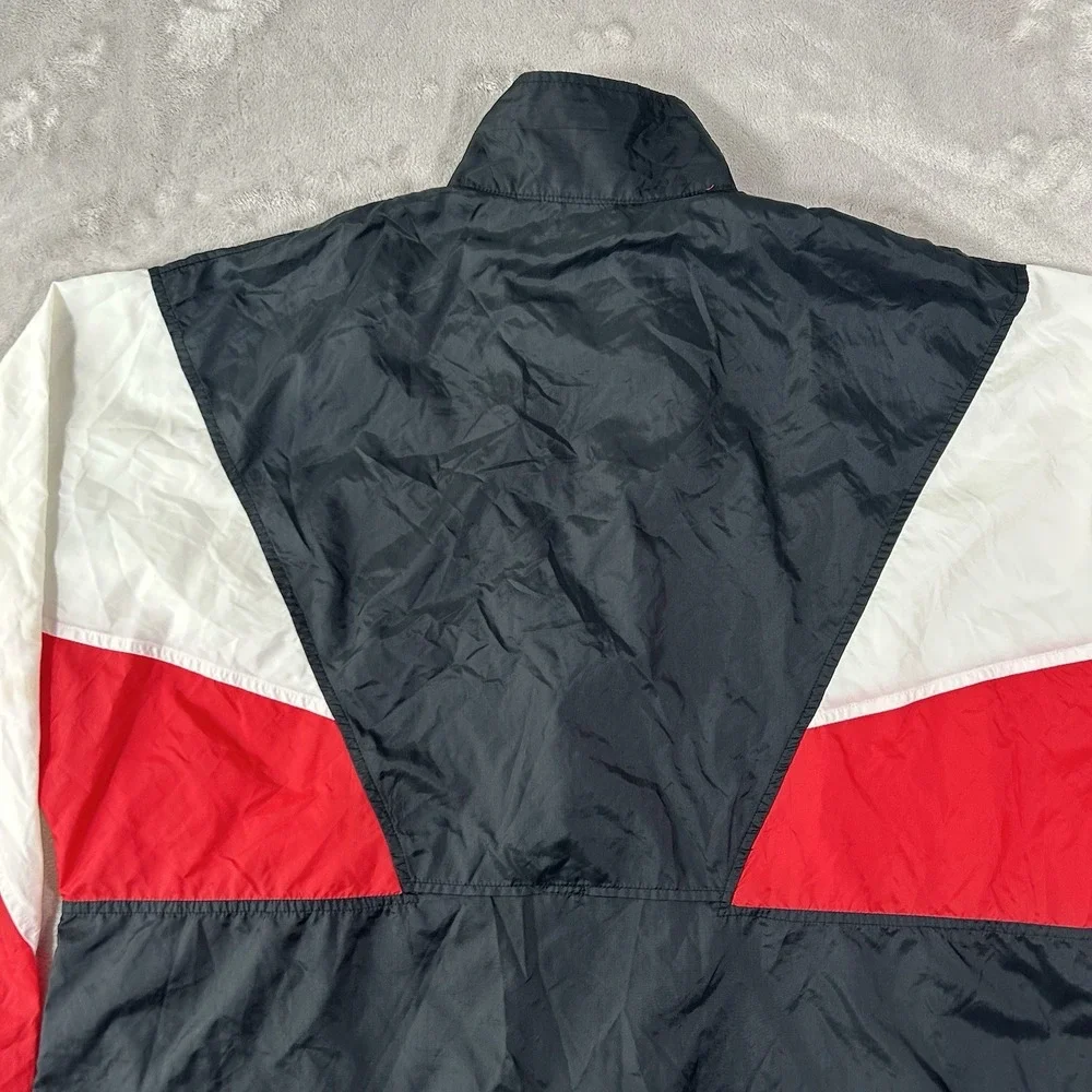 Vintage 80s Nike Windbreaker Jacket XL BRED Colorblock V-Panel Half Zip Retro